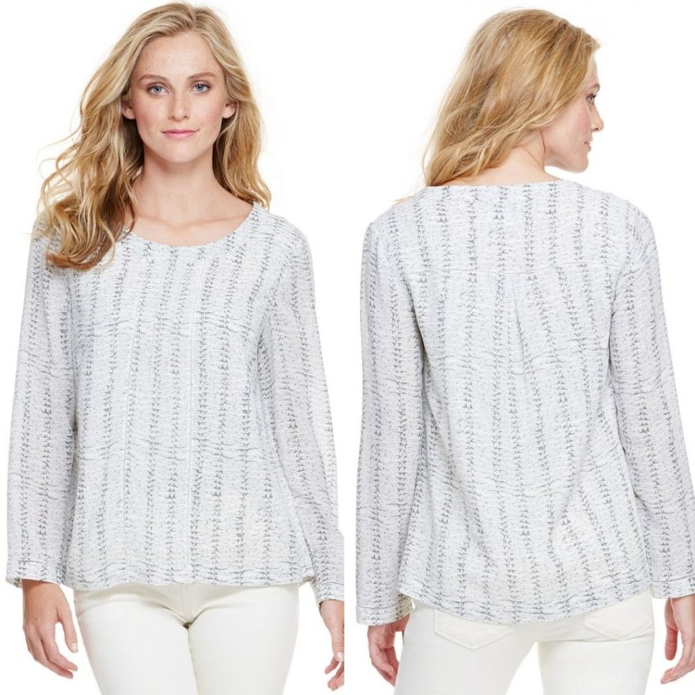 Vineyard Vines Fern Print Ladder Lace Silk Top